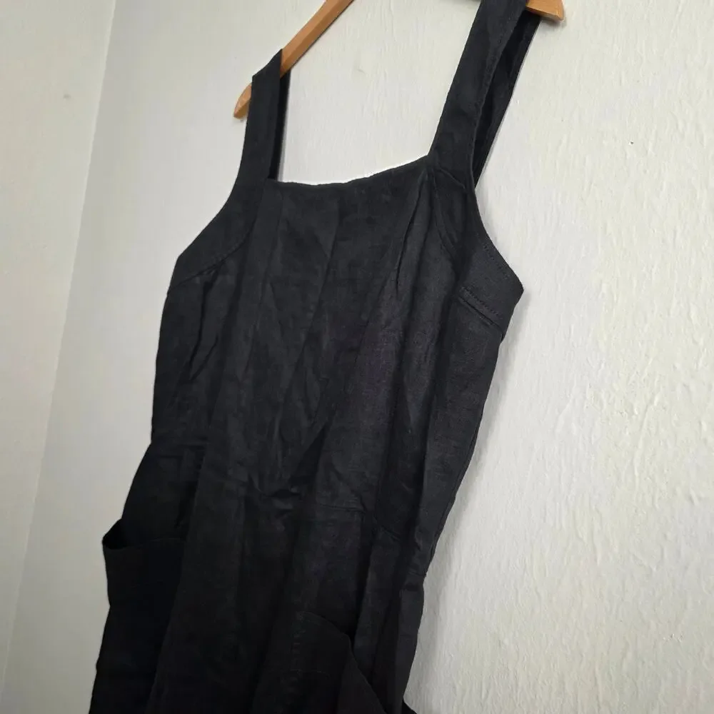 NEW Everlane The Utility Coverall Black Linen Jumpsuit Romper Plus 16